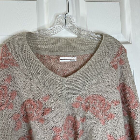 Anthropologie Lucila Floral Print Alpaca Acrylic Blend Distressed Hem Medium - Picture 6 of 10